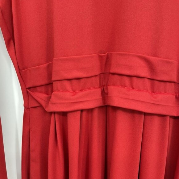 Halara Womens Stand Collar‎ Long Sleeve Flare Maxi Dress Size L Red Casual NWOT - Picture 3 of 10